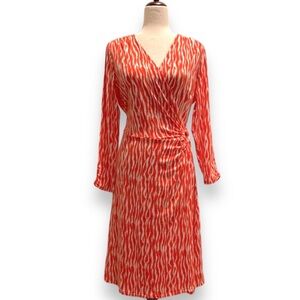 Pendleton, Sz. Medium, Coral, Long Sleeve Wrap Dress - NWT